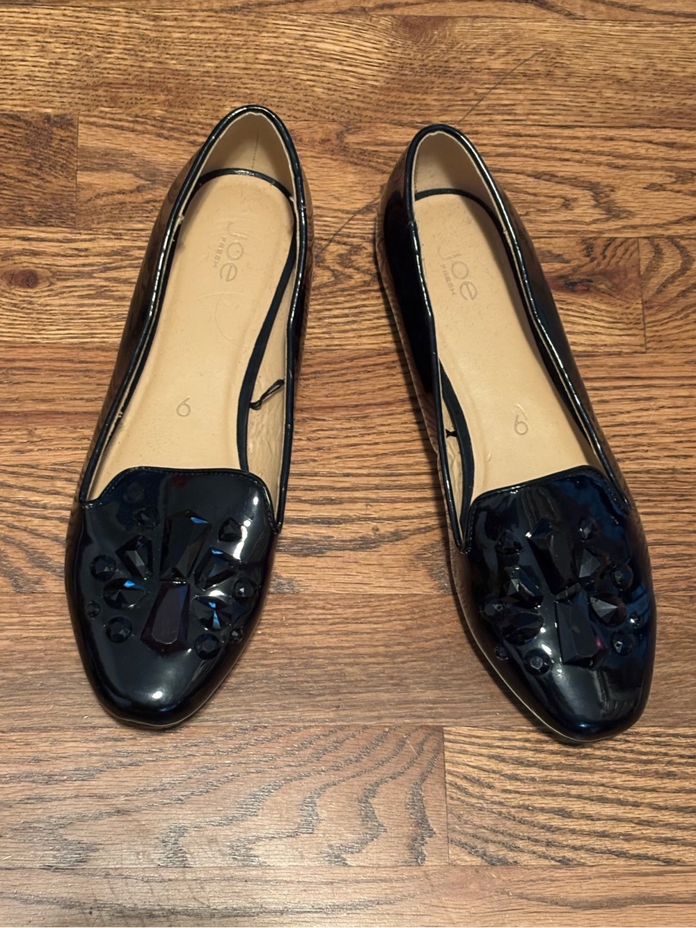 Joe Fresh Black Patent Jeweled Loafers 9